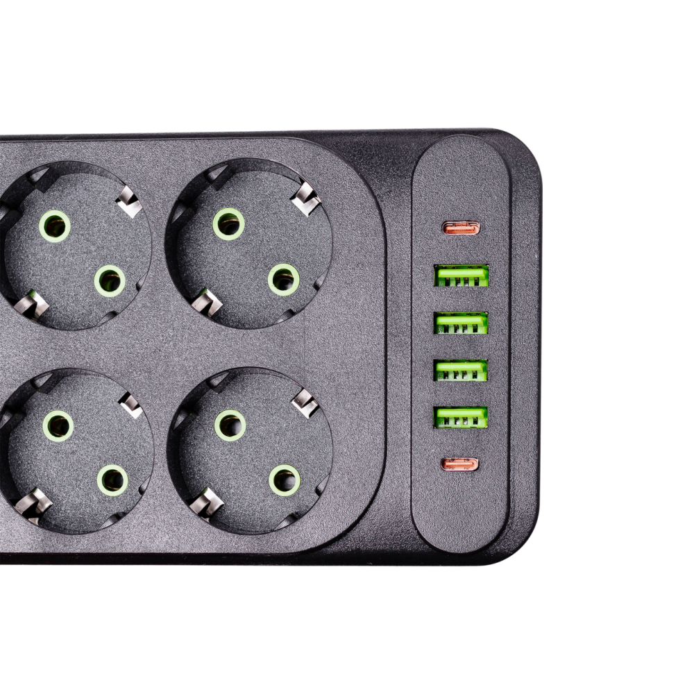 Мережевий фільтр подовжувач 3 м на 6 розеток 4 USB 2 Type-C та кнопкою вимкнення HP-5-15 Коломия - фото 5