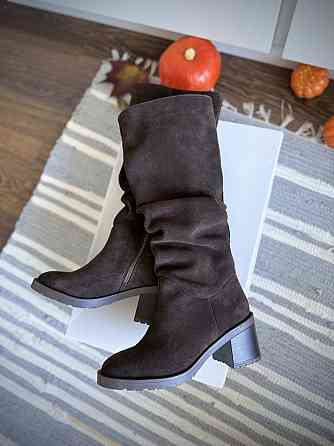 Чоботи жіночі M.KRAFT 2035 шоколадні (зима євро-хутро, замша натуральна) (6155) Коломия