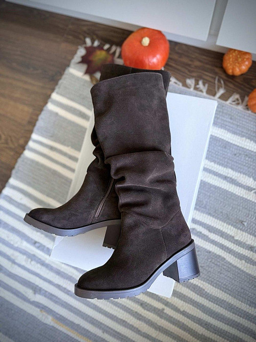 Чоботи жіночі M.KRAFT 2035 шоколадні (зима євро-хутро, замша натуральна) (6155) Коломия - фото 1