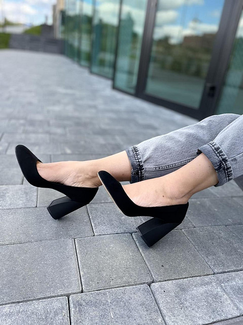 Туфлі жіночі TEE чорні еко-замша каблук 10см 35р.-22.5см 38р.-25см ( -2) Коломия - фото 4