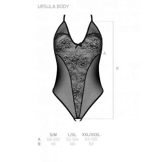Боді з ажурним декором та відкритим кроком Passion URSULA BODY L/XL, black Sex Aura Київ