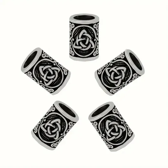 Набор 5 металлических бусин-шармов в скандинавском стиле с символом трикветра Киев