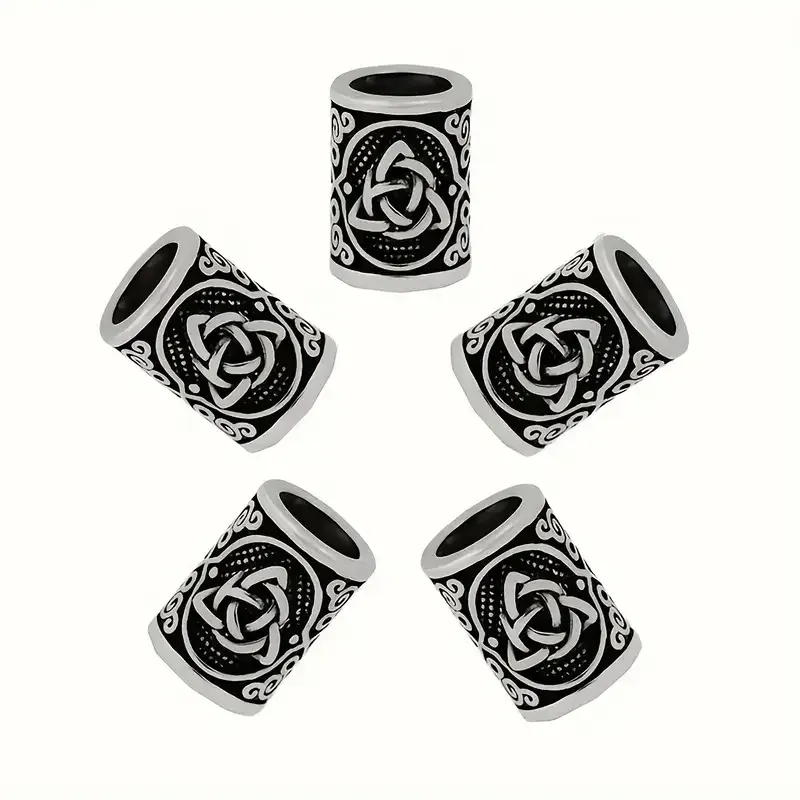 Набор 5 металлических бусин-шармов в скандинавском стиле с символом трикветра Киев - изображение 2