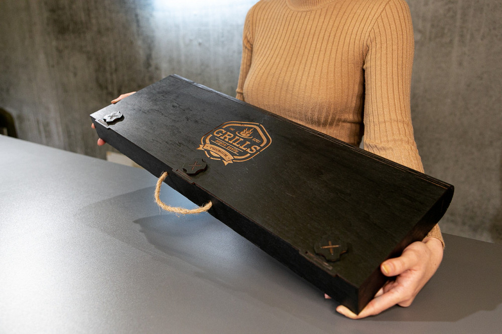 Шампури подарункові набір бокс для пікніка гриля та барбекю Оригінальні Віп подарунки на день народження татові, хлопцю, Тернопіль - фото 2