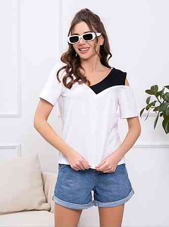 Трикотажна футболка "Black&White" оптом | Норма і батал Білий, 46-48 Київ