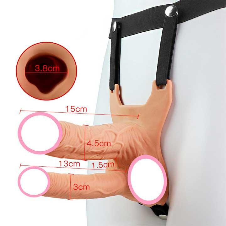 Подвійний порожнистий страпон із вібрацією Lovetoy Vibrating Unisex Hollow Strap On 10 режимів тілесний Вінниця - фото 2