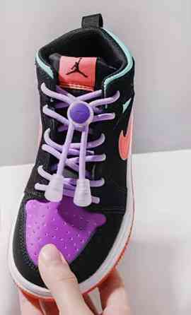 Шнурки эластичные без завязок с пластиковыми фиксаторами Фиолетовый Смела