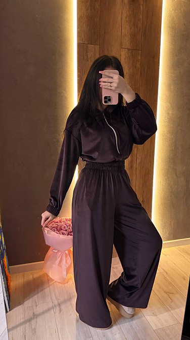 Жіночий стильний повсякденний комбінезон велюр плюш Шоколад, 44/46 Одеса - фото 9