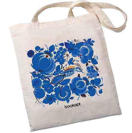 Екошопер BookOpt BK4001 Петриківський розпис Сині квіти бежевий Київ