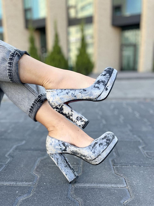 Туфлі жіночі MISSKA сірі оксамит каблук 10см (L212-E326 3556) Коломия - фото 3