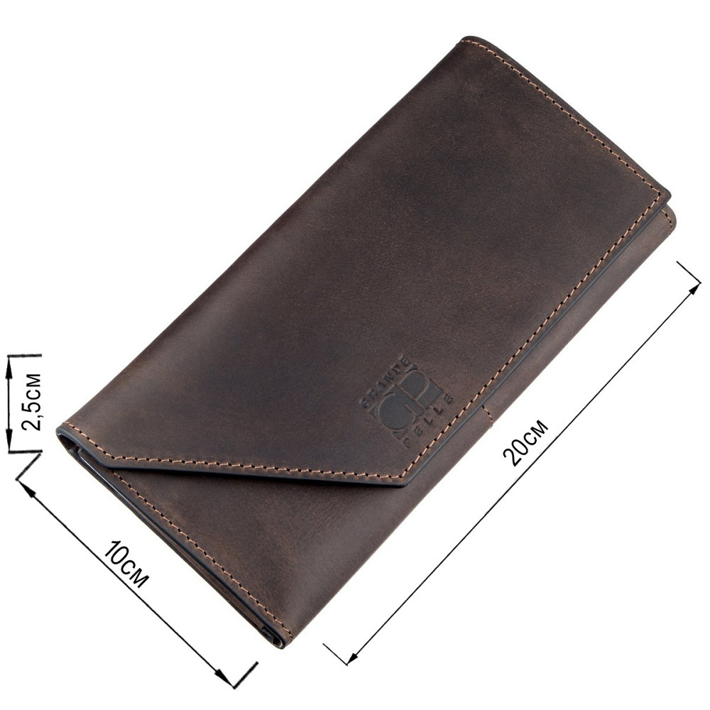 Шкіряний клатч унісекс на магніті GRANDE PELLE 11215 Коричневий Київ - фото 3