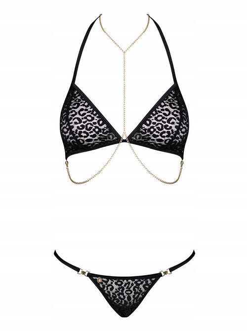 Комплект з ланцюжками Obsessive Pantheria 2-pcs set black S/M Sex Aura Київ - фото 3