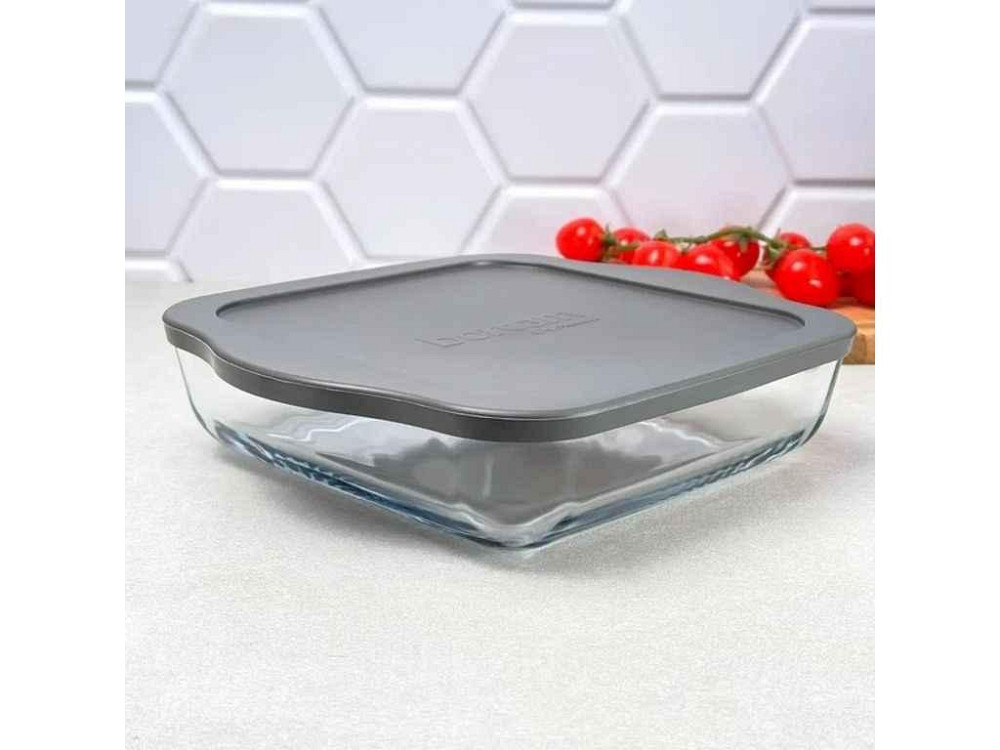 Форма квадратна з ручками з сірою кришкою 3,2л (32х28см) BORCAM 59024g ТМ PASABAHCE Київ - фото 1