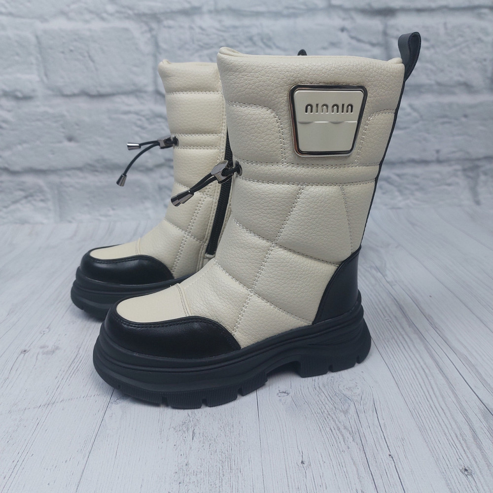 Детские бежевые зимние ботинки  для девочек с тракторной подошвой  26 Николаев - изображение 5