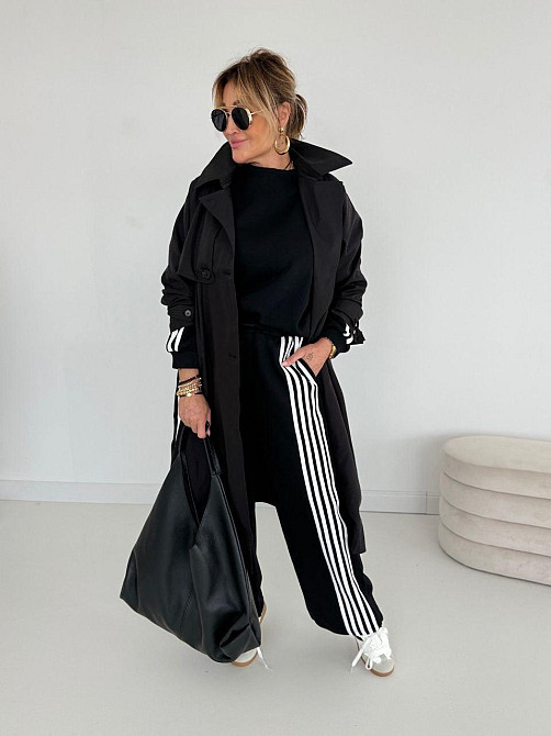 Жіночий теплий костюм-двійка батал із лампасами пума плюш Чорний, 48/50 Одеса - фото 7