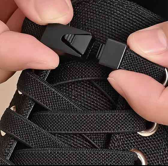 Еластичні шнурки без зав'язок з металевими застібками в колір Смела