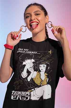 Футболка з аніме принтом Спіке Спіегел Ковбой Бебоп оверсайз (S/M/L) Чорний AnimeJ0250 Дніпро