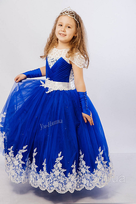 Длинное нарядное платье Кружево-крылышки на 6-8 лет Кривой Рог - изображение 1