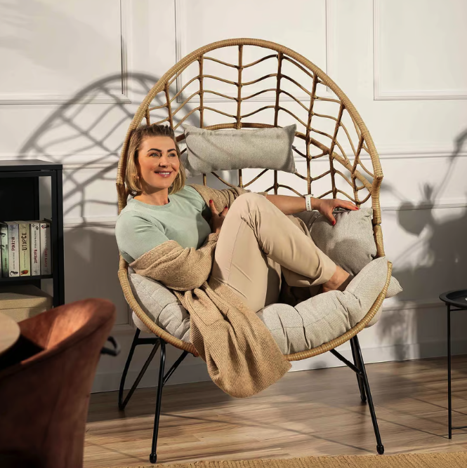 Крісло-кокон ротангове Di Volio Alcamo для відпочинку бежевий Киев - изображение 4