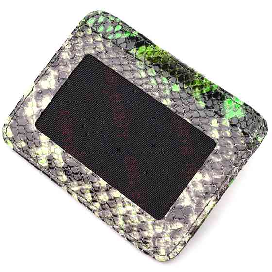 Візитниця із натуральної фактурної шкіри під змію KARYA 20966 Зелений Київ