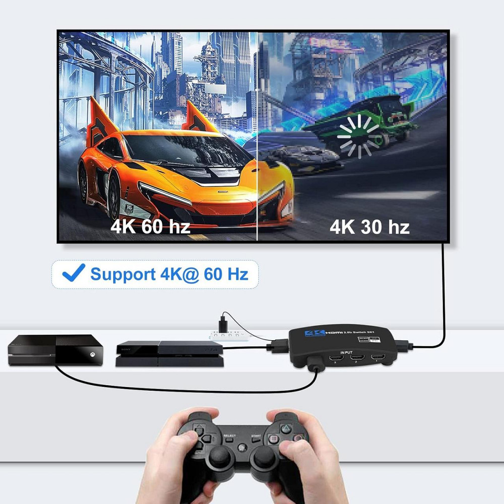 HDMI перемикач NEWCARE на 5 портів з пультом, 4K 60Hz HDMI 2.0b UHD, сумісний з PS5, Apple TV, XBOX, Nintendo Київ - фото 4