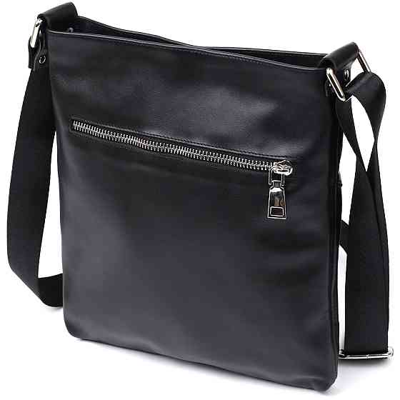 Шкіряна сумка через плече для чоловіків SHVIGEL 11602 Чорний Київ