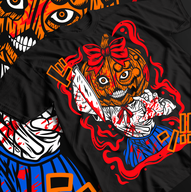 Футболка для мальчика аниме Халловеен Пумпкин Нигхт Хоррор оверсайз (рост от 165 до 180 ) Черний AnimeJ0719m Днепр - изображение 1