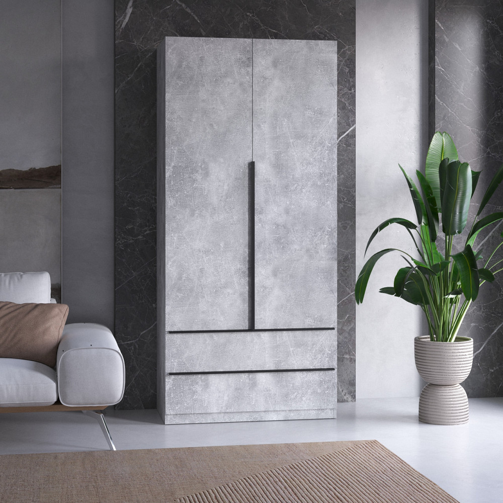 Шкаф для одежды VAYS M-30, 2 ящика, со штангой и полками, ЛДСП, 100×50×220 см - для спальни, гостиной, прихожей Львов - изображение 4