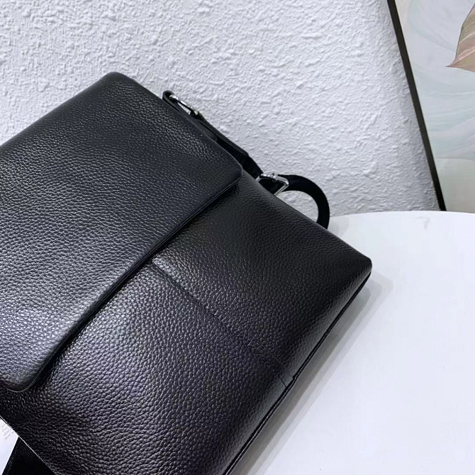 Кожаная мужская сумка через плечо мягкая черная Tiding Bag 12977 Киев - изображение 2