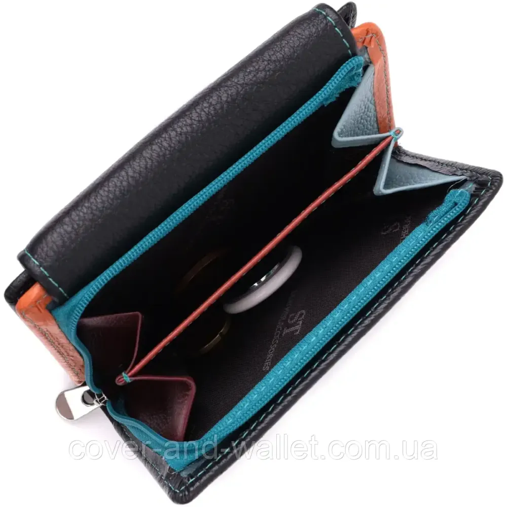 Черный кожаный женский портмоне среднего размера на магнитной застежке ST Leather Киев - изображение 3