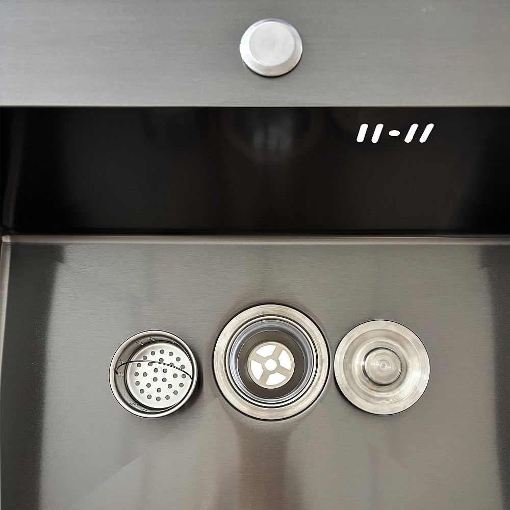 Мийка кухонна з полицею 3mm 780х430 Графіт 7843HG Mira Тернопіль - фото 11