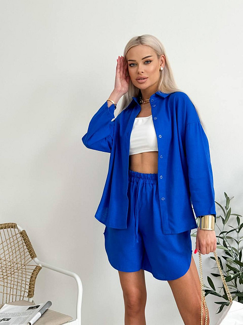 Костюм жіночий літній льон Електрик 48/52 Харків - фото 1