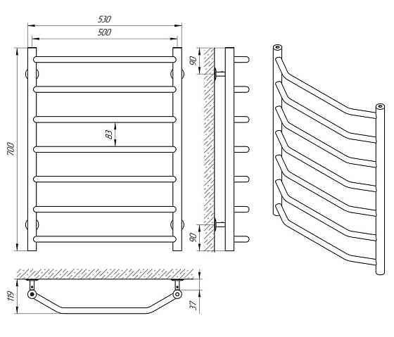 Водяна сушарка для рушників Laris Вікторія П7 500 х 700 Київ