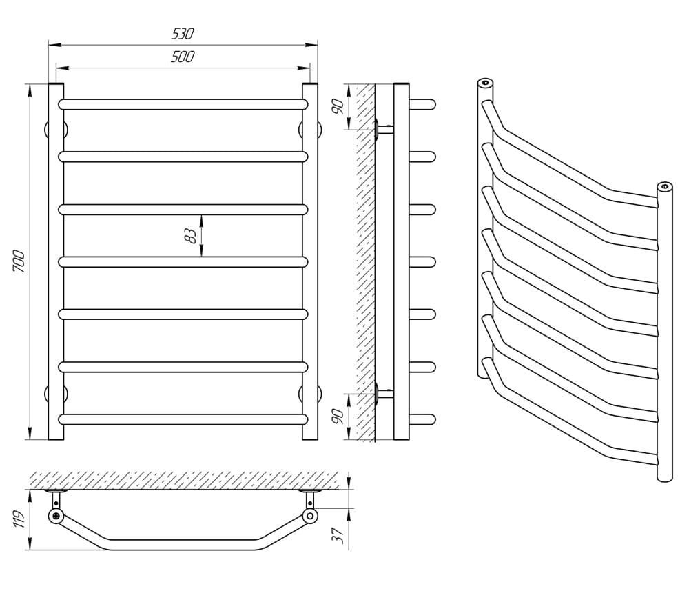 Водяна сушарка для рушників Laris Вікторія П7 500 х 700 Київ - фото 5
