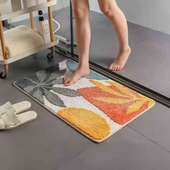 Килимок для ванної кімнати та душу килимок для ніг в душову, мікрофібра, атиковзкий 50х80 см, квітковий принт Кам'янець-Подільський