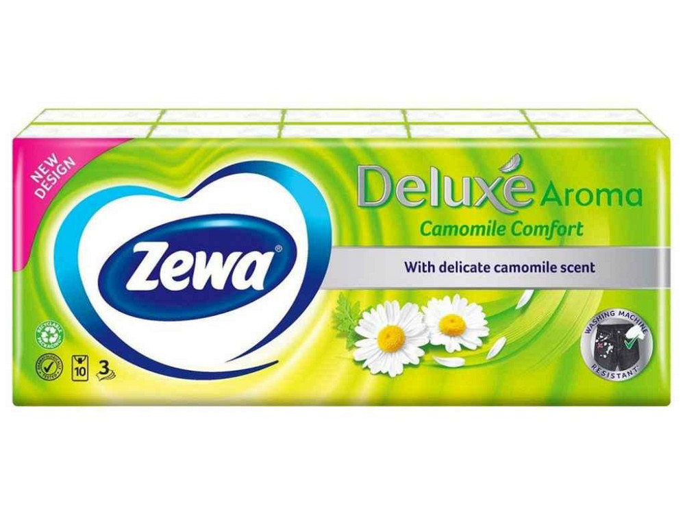 Носовые платки Deluxe (ромашка), 3 слоя, упак 10пач*10шт ТМ ZEWA Solmir Киев - изображение 1