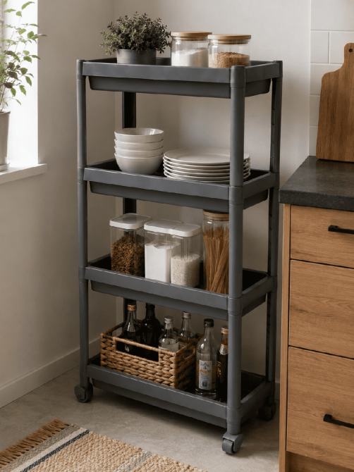 Етажерка 4-х ярусна Violet House 6014 Long Shelf GREY 54х18х91 см (7040714) Київ - фото 3