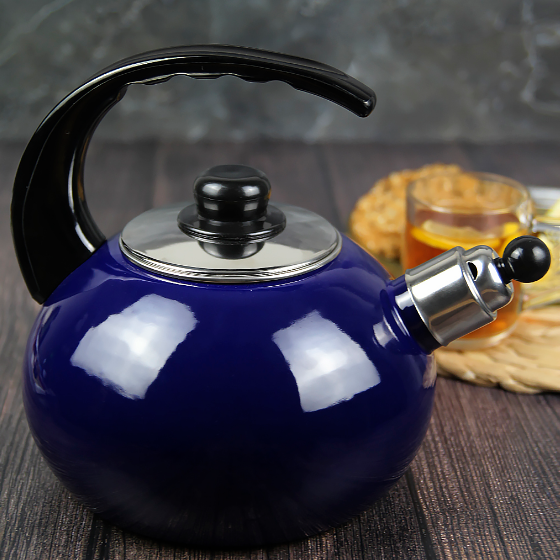 Чайник 2,5л емальований зі свистком синій KAMILLE Житомир - изображение 5