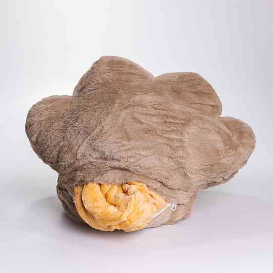 Плюшева подушка-плед "Лапка" 3 в 1, коричнева Київ