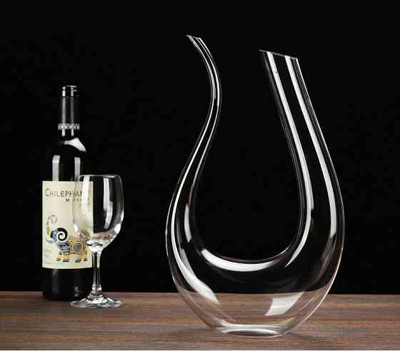 Графін декантер для вина  ПОДАРУНКОВА УПАКОВКА U-подібний безвиннцеве кришталеве скло Кременчук