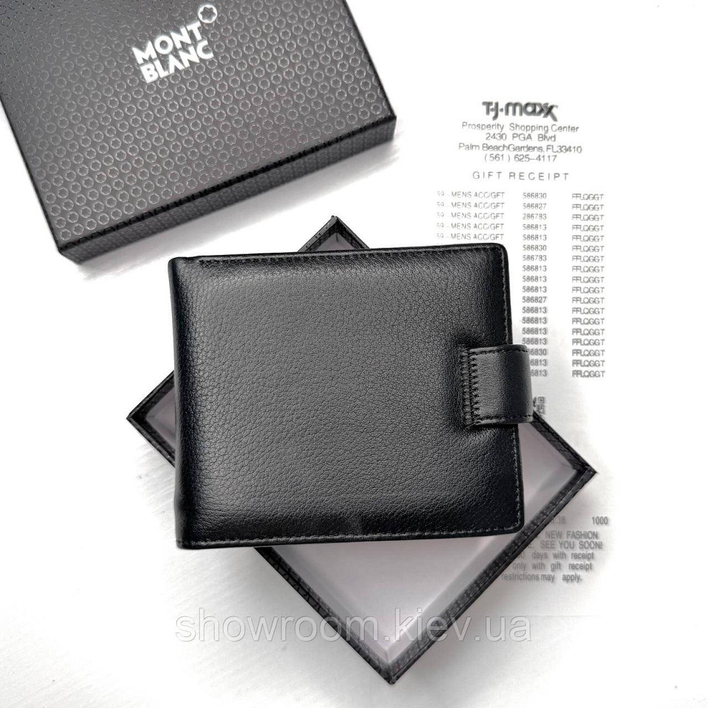 Чоловічий брендовий гаманець із натуральної шкіри на кнопці Montblanc (6605) Київ - фото 2