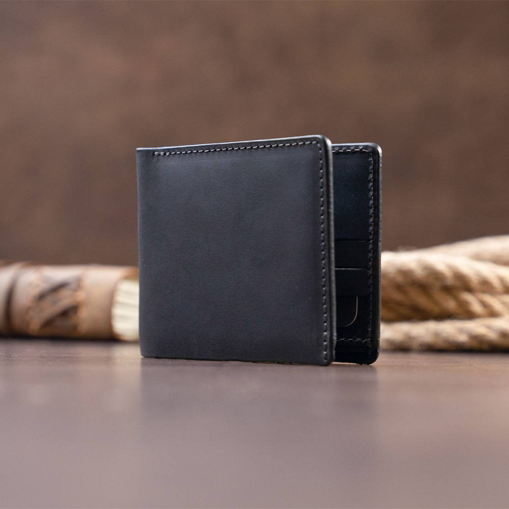 Портмоне на одне відділення в матовій шкірі Чорне (GRANDE PELLE) Київ - фото 3