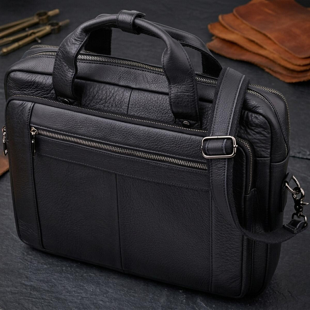 Портфель для чоловіків з натуральної шкіри Vintage 23042 Чорний Київ - фото 11