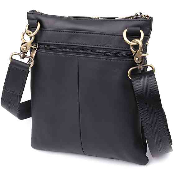 Повсякденна чоловіча сумка з натуральної шкіри Vintage 23037 Чорний Київ