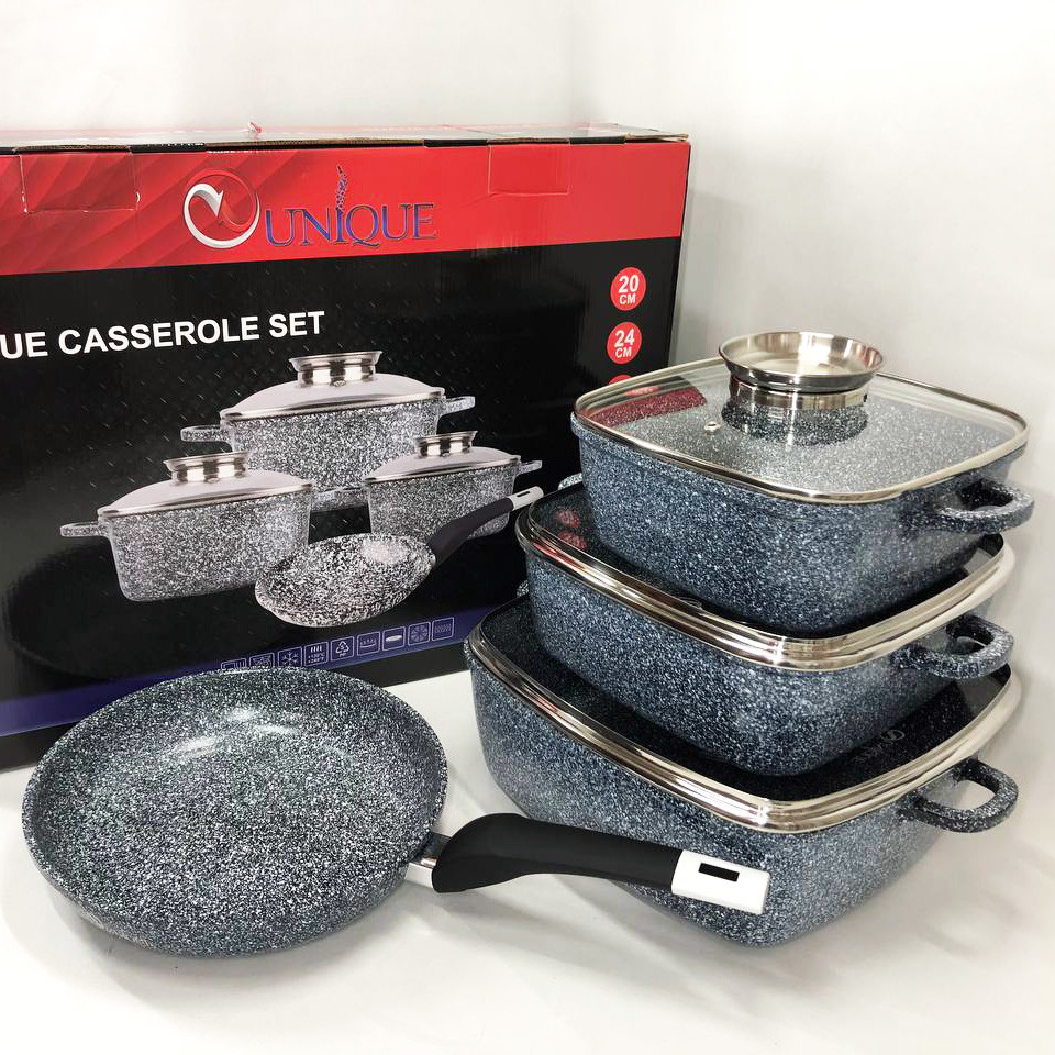 Набір посуду з мармуровим покриттям для дому, Набір кухонний мармуровий кухонний гранітний ZH-55 Івано-Франківськ - фото 6