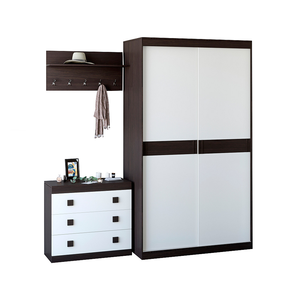 Прихожая Эверест Соната комплект 14 (модульная - 3 элемента) венге темный + белый (DTM-2526) Львов - изображение 2