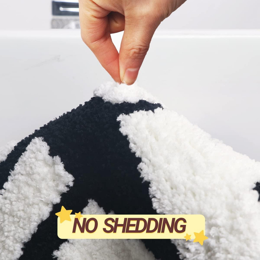 Ультрам'який килимок для ванної Aquarius мікрофібра з антиковзкою гумовою основою 45х60 см Чорний з білим Буча - фото 3