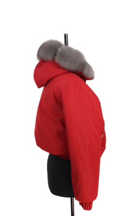 Бомбер женский с мехом песца 44 Красный Харьков