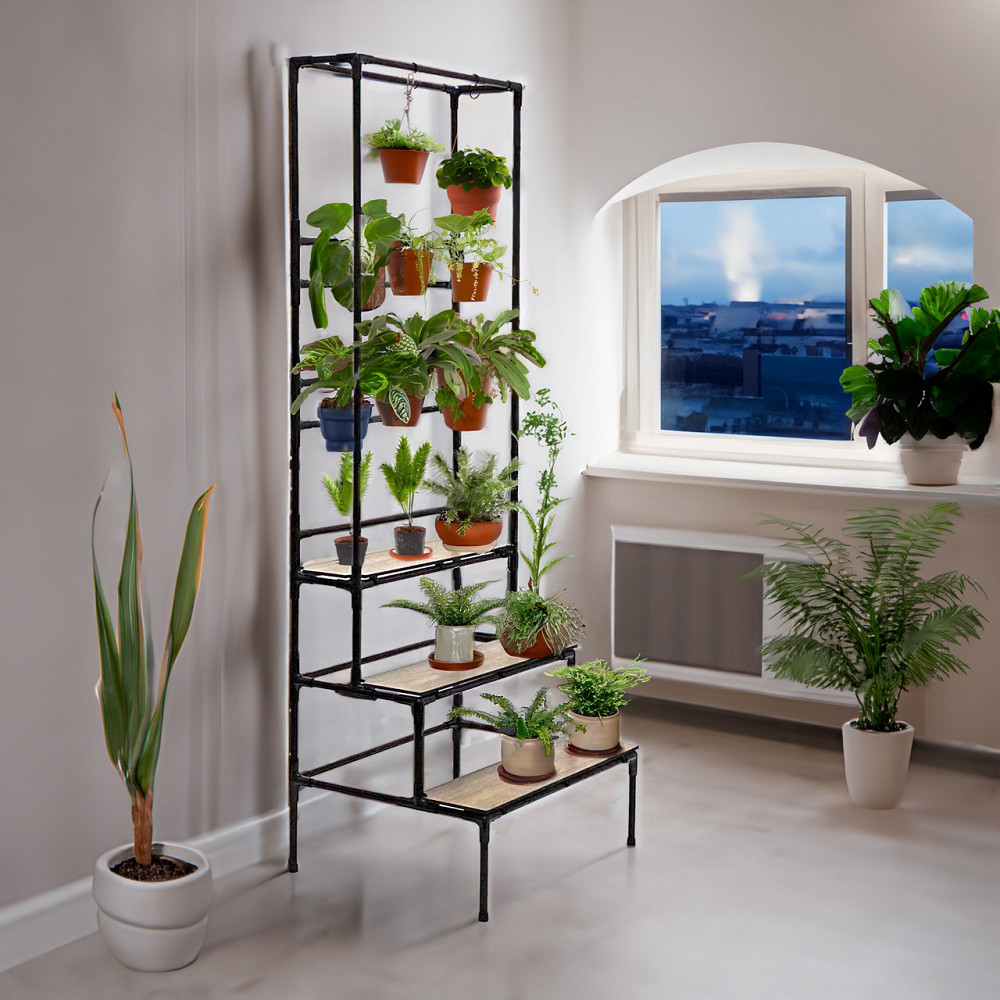 Ступінчаста підставка для рослин Barva, висока підлогова металева етажерка з підвісами для кашпо баг Бориспіль - фото 3