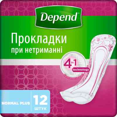 Урологические прокладки Depend Normal Plus Pad 12 шт. (5029053546162/5029053561585) Винница